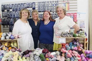 Sisters Edith Sagriff and Dianne Lynch of All Dyed Up joined Heather Woodward and Darlene Slack at Ewe Can Knit in Verona Saturday for a “Mini Fibre Festival.” Photo/Craig Bakay